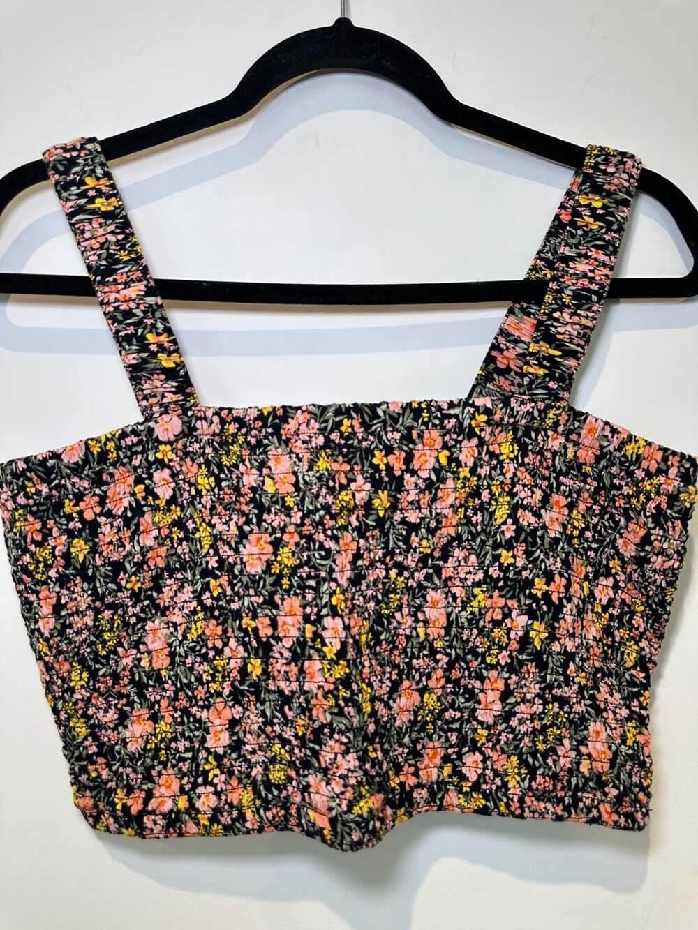 American Eagle Floral Smocked Crop Tank Top
